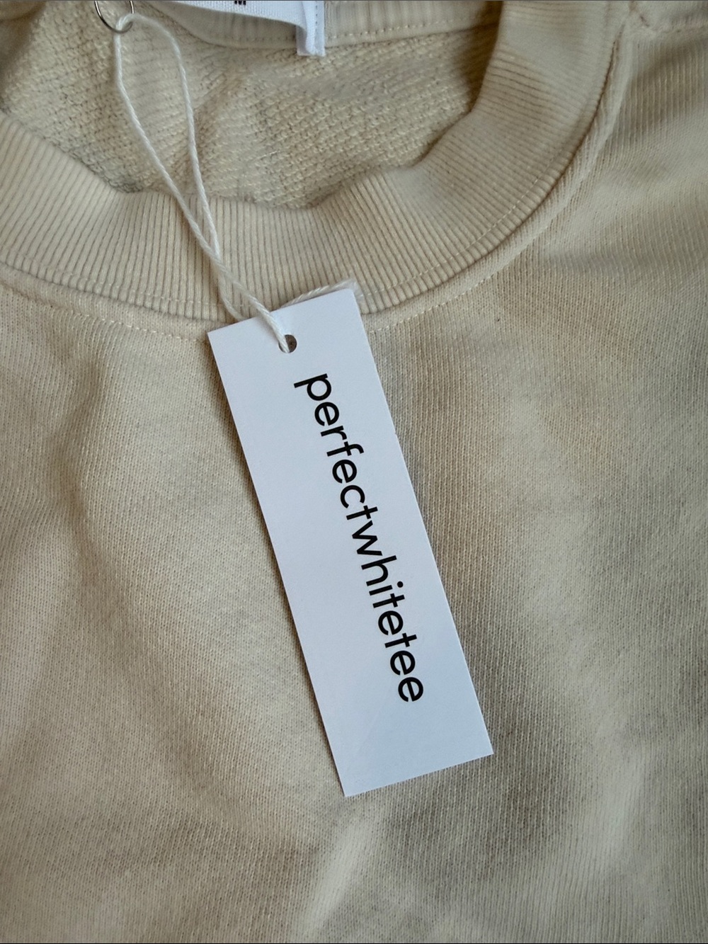 perfectwhitetee Women's Short-Sleeve Crewneck Sweater in Light Cream - Picture 3 of 6